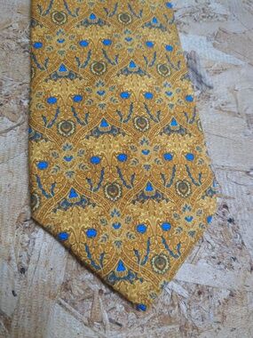 Vintage Metropolitan Museum of Art Silk Tie Blue Gold Geometric Art Nouveau MMA